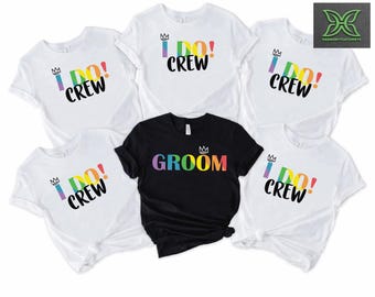 LGBTQ Groom & I Do Crew Rainbow Pride Shirt,Gay Bachelor Party Matching Tee,Gay Wedding Gift,Two Grooms Gift,Gay Groomsmen,Same-Sex Marriage
