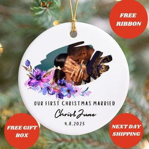 Our First Christmas Ornament, Photo Ornament, First Christmas Married, Gift For Couple, First Christmas Photo Ornament, Newlywed Gift