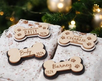 Laser-Cut Wood Dog Bone Ornament, Custom Pet Memorial