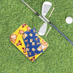Golf Towel, Golf Lover Gift, Husband Golf Towel, Golf Towel With Cat, Colorful Golf Towel, Gift For Dad, Sports Lover Gift, Golf Gift