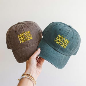 Embroidered "Amaze Amaze Amaze" Baseball Cap, Funny Space Quote Hat, Project Hail Mary Merch, SciFi Reader Hat, Jazz Hands Hat, Alien Hat image 5