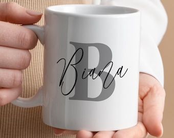 Monogram Initial Name Mug, Customized Name Mug, Coffee Mug, Personalized Mug, Custom Gift, Birthday Gift, Christmas Gift, Holiday Gift