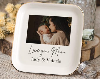 Custom Mom Photo Trinket Dish, Custom Ring Dish, Gift For Mom, Jewelry Dish, Custom Gift, Gift for Mother, Mom Ring Dish, Photo Trinket Tray