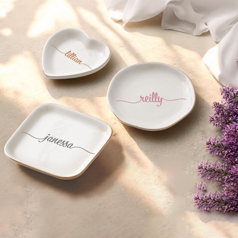 Personalized Jewelry Dish, Custom Jewelry Dish, Engagement Gift, Anniversary Gifts, Trinket Dish Gift, Name Ring Dish, Gift for Friends bild 5