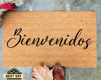 Bienvenidos Doormat, Cursive Script Door Mat, New Home Gift, Welcome Mat, Spanish Doormat, Espanol Home Decor, Porch Decor, Hispanic Gift