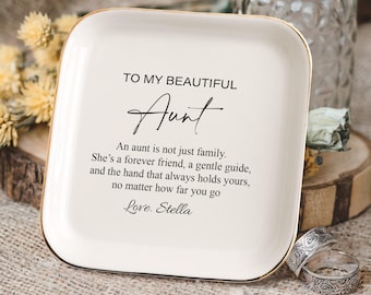 Custom To My Aunt Trinket Dish, Mother's Day Gift, Custom Ring Dish, Gift For Aunt, Jewelry Dish, Ceramic Ring Dish, Personalized Gift
