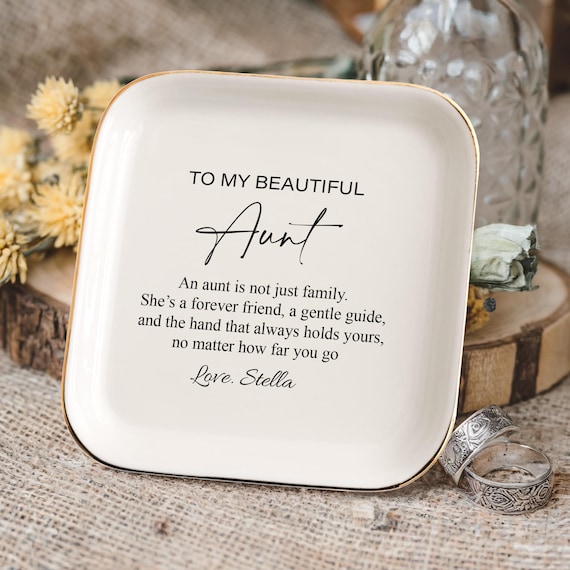 Custom To My Aunt Trinket Dish, Mother's Day Gift, Custom Ring Dish, Gift For Aunt, Jewelry Dish, Ceramic Ring Dish, Personalized Gift