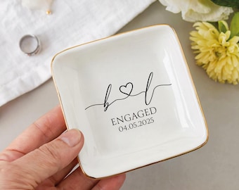 Engagement Trinket Dish, Wedding Ring Dish, Personalized Gift, Gifts for Couple, Ring Holder Dish, Wedding Gift, Ceramic Dish, Ring Dish