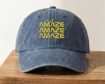 Embroidered "Amaze Amaze Amaze" Baseball Cap, Funny Space Quote Hat, Project Hail Mary Merch, SciFi Reader Hat, Jazz Hands Hat, Alien Hat