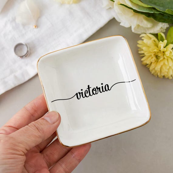Personalized Jewelry Dish, Custom Jewelry Dish, Engagement Gift, Anniversary Gifts, Trinket Dish Gift, Name Ring Dish, Gift for Friends
