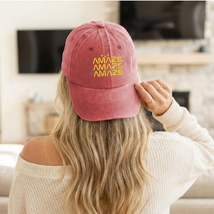Embroidered "Amaze Amaze Amaze" Baseball Cap, Funny Space Quote Hat, Project Hail Mary Merch, SciFi Reader Hat, Jazz Hands Hat, Alien Hat image 3