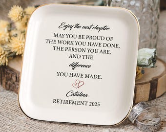 Custom Retirement Ring Dish, Custom Jewelry Dish, Trinket Dish Gift, Custom Retirement Gift, Gift for Women, Retirement For Her, Ring Dish