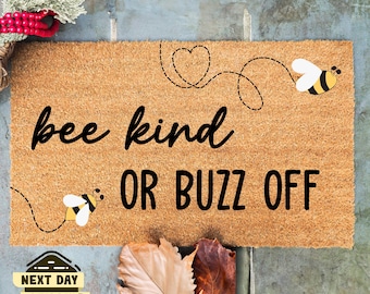 Bee Kind Buzz Off Doormat, Coconut Coir Welcome Mat