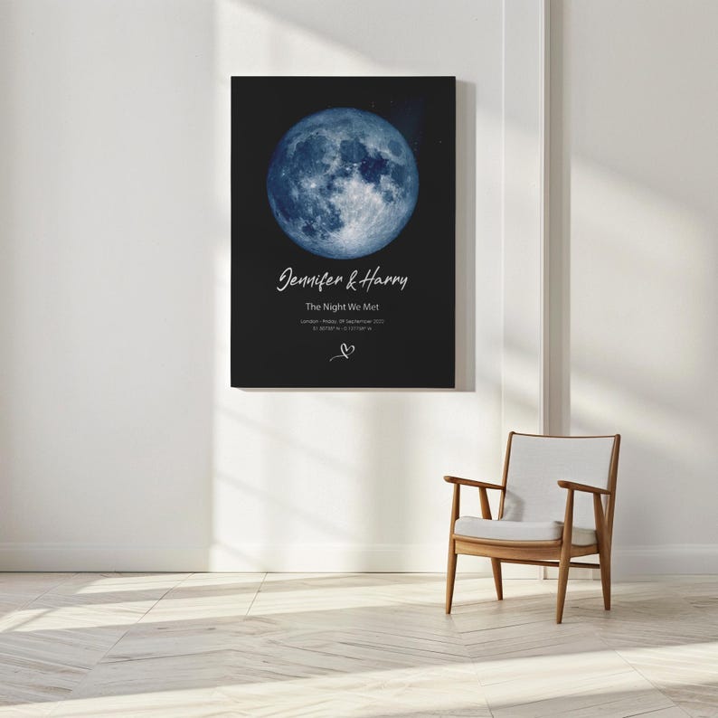 Custom Moon Phase Print, Astrology Print, Canvas Print, Framed Wall Art