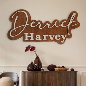 Personalized Wood Name Wall Art, Wooden Name Sign, Personalized Gift, Laser Cut Name, Wooden Name Cut Out, Large Family Name, Wedding Sign