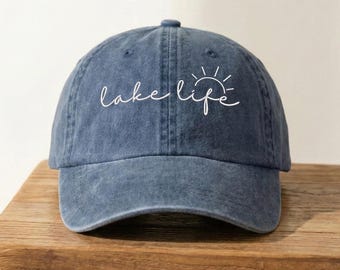 Embroidered Lake Life Baseball Cap, Lake Lover Gift, Lake Camping Hat, Vintage Style Party Hats, 100% Cotton Hat, Lake Days, Bachelorette
