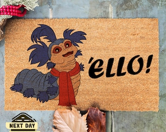 Labyrinth Inspired Doormat, Labyrinth Worm Doormat, Ello Doormat, Funny Doormat, Porch Doormat, Coir Doormat, Outdoor Mat, Closing Gift
