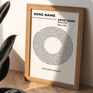 Custom Song Lyric Print, Wedding Gift, Anniversary Gift, Custom Lyric Print, Framed Wall Art, Wall Decor, Wall Art Print, Gift For Friend