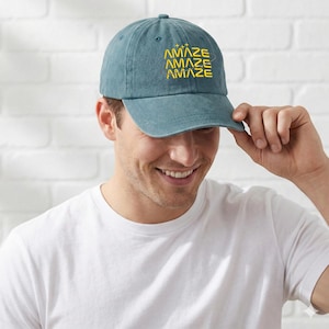 Embroidered "Amaze Amaze Amaze" Baseball Cap, Funny Space Quote Hat, Project Hail Mary Merch, SciFi Reader Hat, Jazz Hands Hat, Alien Hat image 4