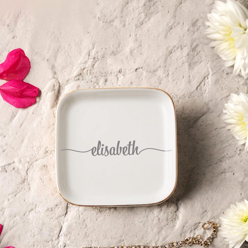 Personalized Jewelry Dish, Custom Jewelry Dish, Engagement Gift, Anniversary Gifts, Trinket Dish Gift, Name Ring Dish, Gift for Friends bild 3