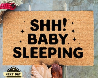 Shh! Baby Sleeping Doormat, Newborn Decor, Newborn Gifts, Housewarming Gift, Sleeping Baby Sign, Front Door Decor, Doormat Gift, Door Mat