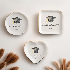 Personalized Graduation Trinket Dish, Birth Flower, Class of 2025 image 6