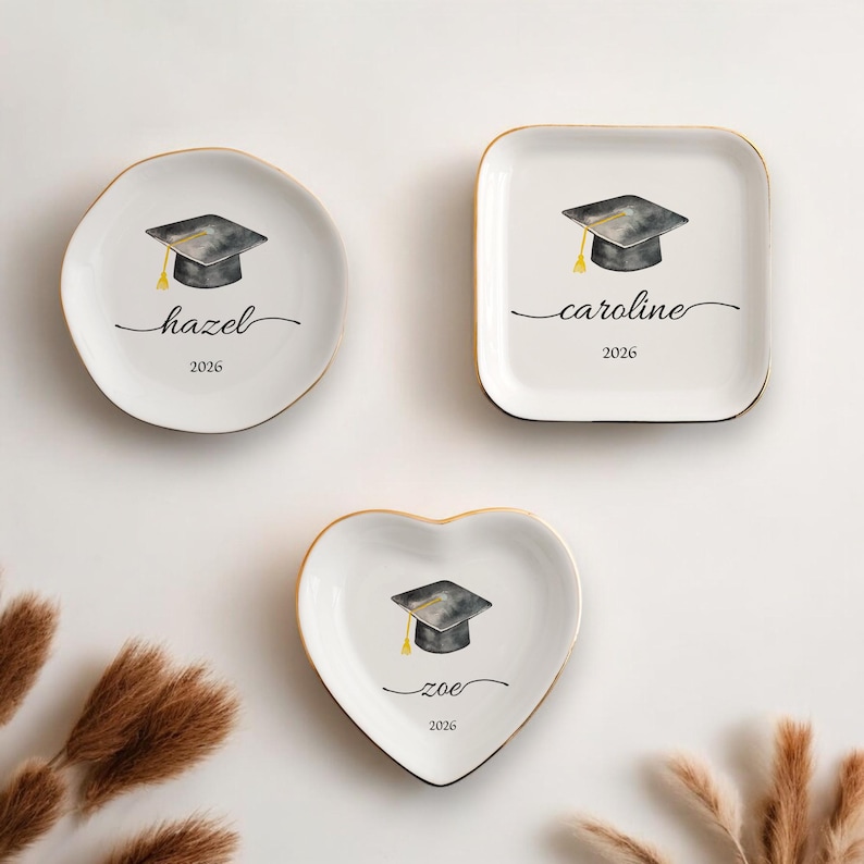 Personalized Graduation Trinket Dish, Birth Flower, Class of 2025 image 6