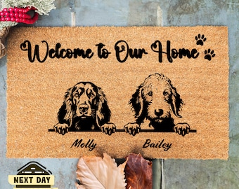 Personalized Dog Gift, Dog Welcome Mat, Unique Dog Gift, Housewarming Dog Gift, Custom Dog Breeds, Custom Name Doormat, New Home Gift