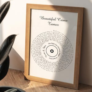 Custom Song Lyric Print, Wedding Gift, Anniversary Gift, Custom Lyric Print, Personalized Song, Framed Gift, Wall Decor, Wall Art Print