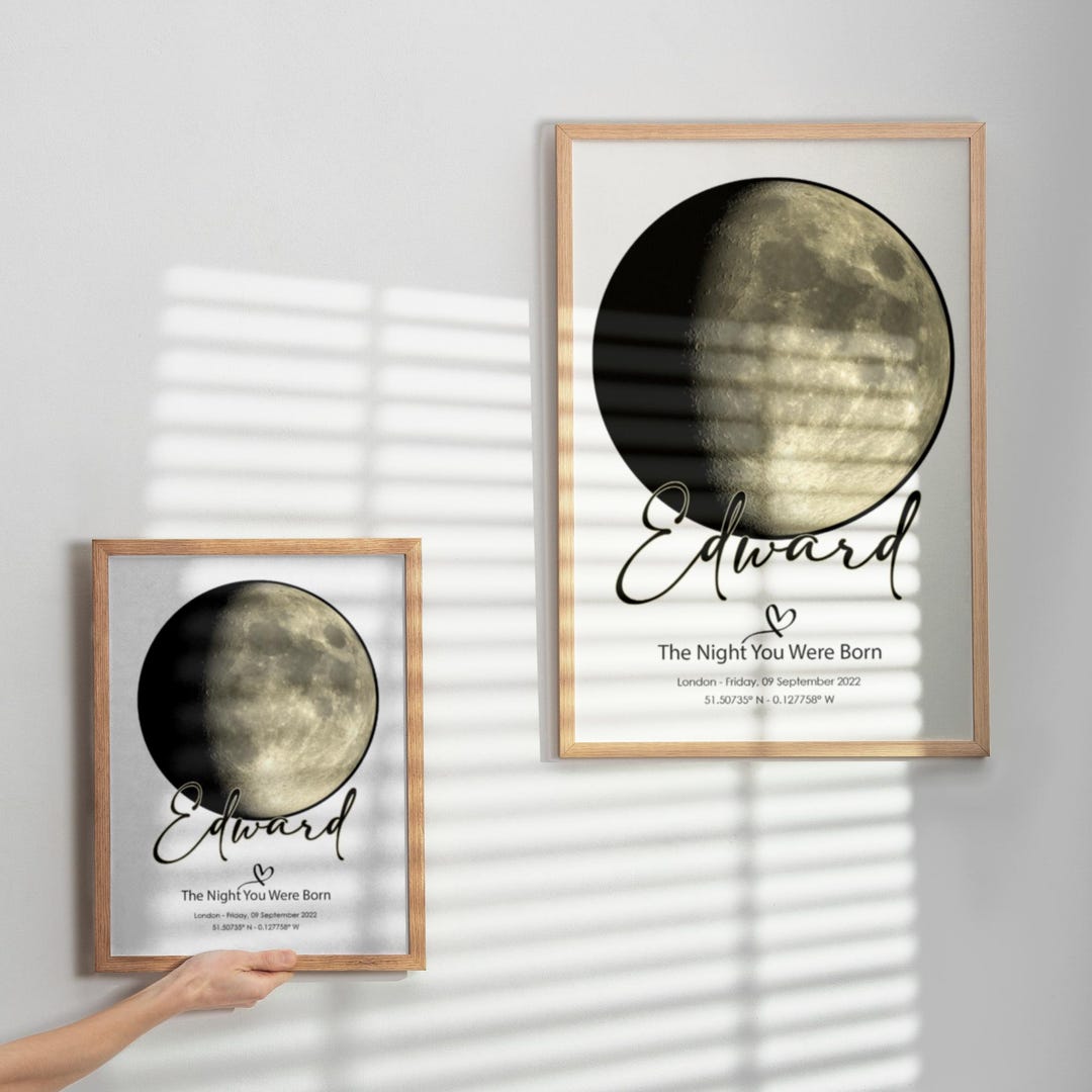 Custom Moon Custom Moon Phase Print, the Night We Met, Moon Print, Anniversary Gift ...