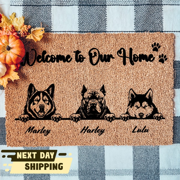 Personalized Dog Gift, Dog Welcome Mat, Unique Dog Gift, Housewarming Dog Gift, Custom Dog Breeds, Custom Name Doormat, New Home Gift