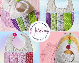 Patchwork Baby Bibs, Quilted Baby Bibs, Holly Hobbie Style, Boho, Infant Bibs, Cotton Bibs, Floral Print Bibs, Baby Shower, Baby Gifts