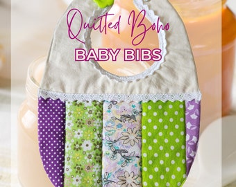 Patchwork Baby Bibs, Quilted Baby Bibs, Holly Hobbie Style, Boho, Infant Bibs, Cotton Bibs, Floral Print Bibs, Baby Shower, Baby Gifts