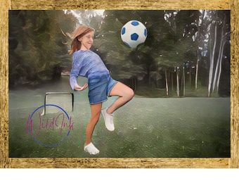 Soccer Player, Digital Wall Art, Downloads, Printable, Multiple Sizes, Multiple Uses, Watercolor Style, Soccer, Home Decor, Children, Girls