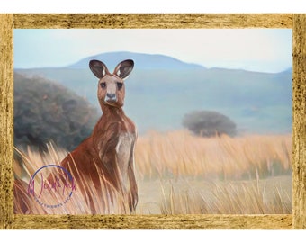 Kangaroo, Wall Art, Digital Downloads, Prints, Multiple Sizes, Watercolor Style, Animals, Wildlife, Australia, Gifts, Nature, Home Decor