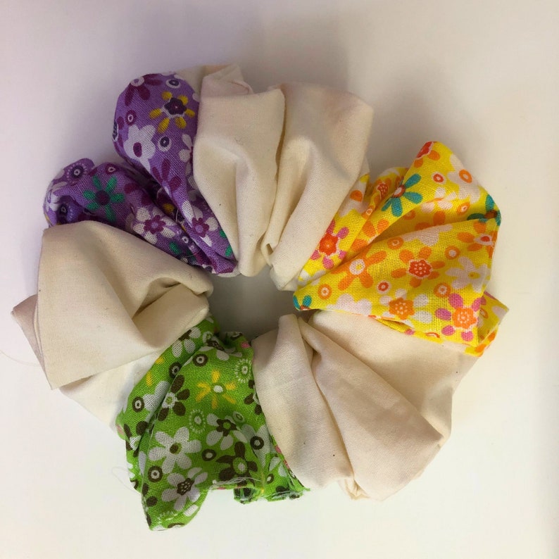 Hair Scrunchies, Scrap Fabric Scrunchies, 1970's Prairie Patterns ...
