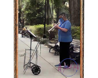 Musician, Digital Wall Art, Downloads, Prints, Multiple Sizes, Multiple Uses, Painting Style, American Nostalgia, Savannah Georgia park