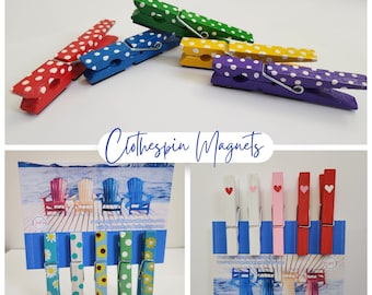 Decorative Clothespins, Clothespin Magnets, Refrigerator Magnets, Wood Clothespins, Gifts, Home Decor, Kitchen Decor, Office, Hand-painted