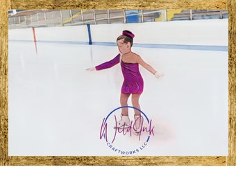 Figure Skater, Digital Wall Art, Downloads, Printable, Multiple Sizes, Multiple Uses, Watercolor Style, Ice Skating, Home Decor, Children