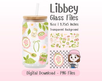 Matcha Happy Life Libbey Glass Wrap PNG | 16oz Becher Design (Digitaler Download)