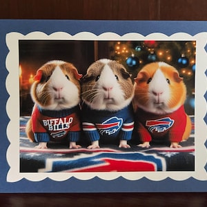 Cartes de Noël avec cochon d'Inde Buffalo Bills - Lot de 4