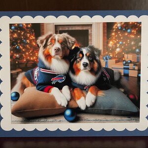 Tarjetas navideñas con el perro de los Buffalo Bills (juego de 4)