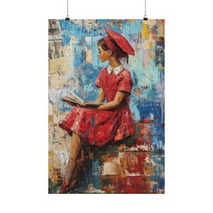 Póster educativo, arte mural, ilustración impresionista que celebra el aprendizaje, póster de logros de graduación para la decoración del hogar, la oficina o el dormitorio