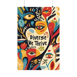 Póster "Prosperamos en la diversidad": Arte abstracto vibrante para el hogar o la oficina