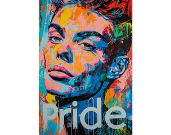 Póster del Orgullo: Arte mural con mensaje LGBTQ+, diseño arcoíris