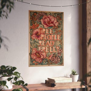 Art Nouveau Floral Print | Free People Read Freely Poster, Shabby Chic Print image 3