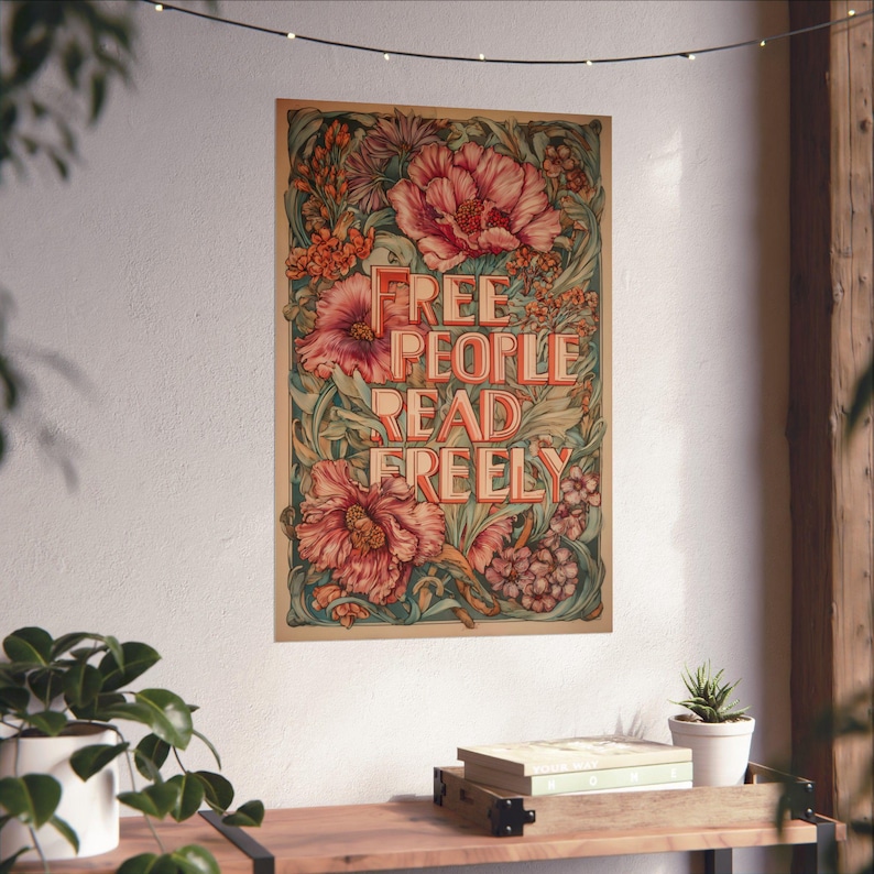 Art Nouveau Floral Print | Free People Read Freely Poster, Shabby Chic Print image 3