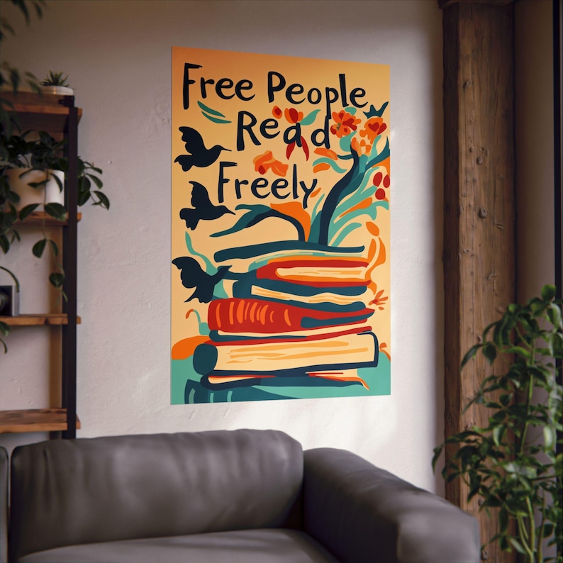 Free People Read Freely Poster: Banned Books Art, Literary Home Decor image 5