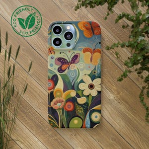 Floral Butterfly Biodegradable Phone Case: Eco-Friendly Cover