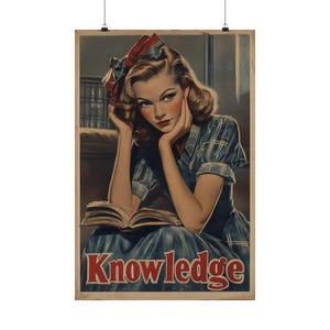 Póster de conocimiento, arte de pared, póster de estilo retro, que apoya la educación y una vida de aprendizaje para la decoración del hogar, la oficina o el dormitorio